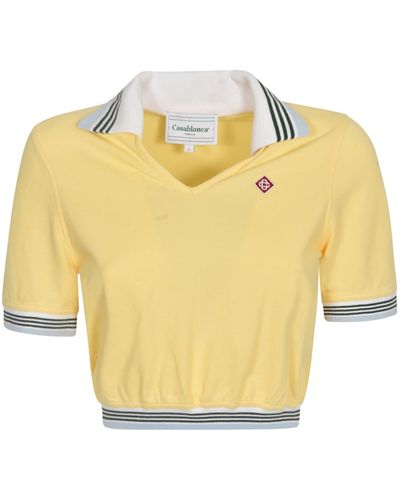 Casablancabrand Cropped Polo Shirt - Yellow