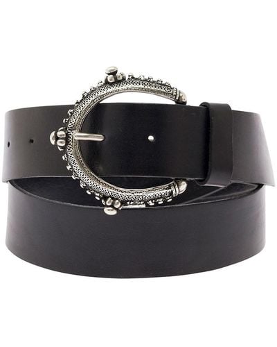 P.A.R.O.S.H. Black Belt With Circle Buckle In Leather Woman