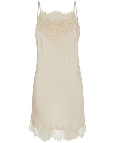 Gold Hawk Chantal Mini Dress With Tonal Lace Trim - White