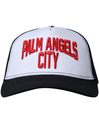 Palm Angels Hat In Black Cotton Blend - Red