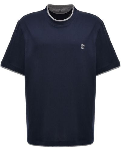 Brunello Cucinelli Double Layer T-shirt - Blue