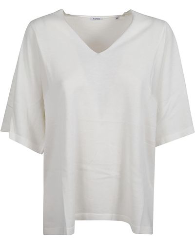 Aspesi V-Neck Oversized Pullover - White