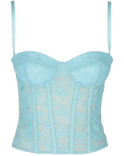 Moschino Floral Lace Sleeveless Top - Blue