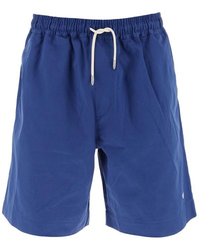 Emporio Armani Relaxed Fit Cotton Shorts - Blue