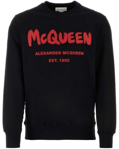 Alexander McQueen Logo Printed Crewneck Sweatshirt - Black