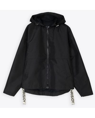 Khrisjoy Shell Windbreaker Nylon Windproof Hooded Jacket - Black