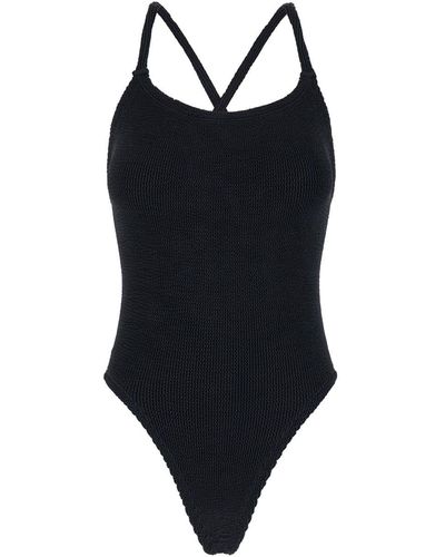 Hunza G Bette One-Piece Swimsuit With Crisscross Straps - Black