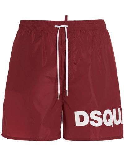 DSquared² Dsqua2 Logo Print Swimming Trunks - Red