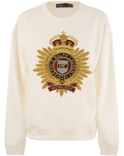 Polo Ralph Lauren Sweatshirt With Embroidered Crest - Natural