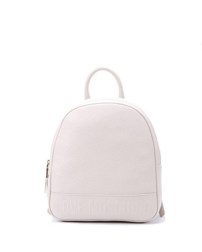 Moschino Logo-embossed Zipped Backpack - White