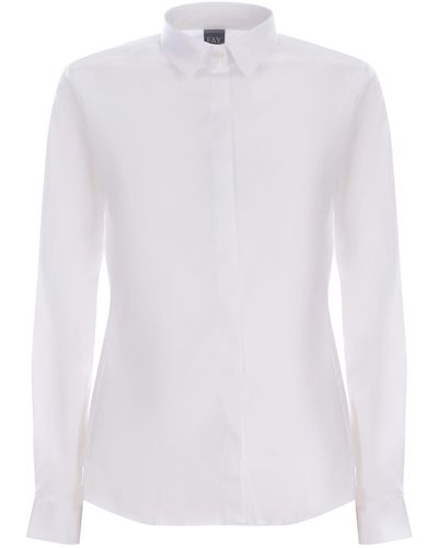 Fay Shirt Made Of Stretch Cotton Poplin - White