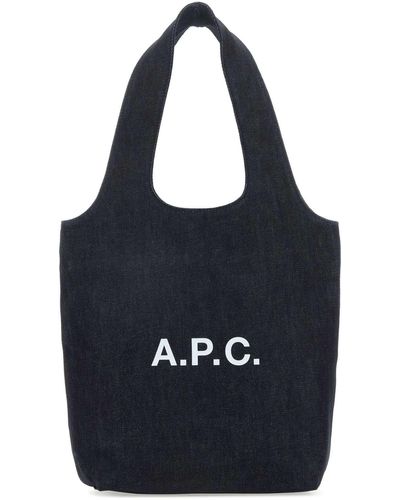 A.P.C. Denim Ninon Shopping Bag - Blue