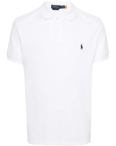 Polo Ralph Lauren Short-sleeved Logo-embroidered Slim-fit Cotton-piqué Polo Shirt - White