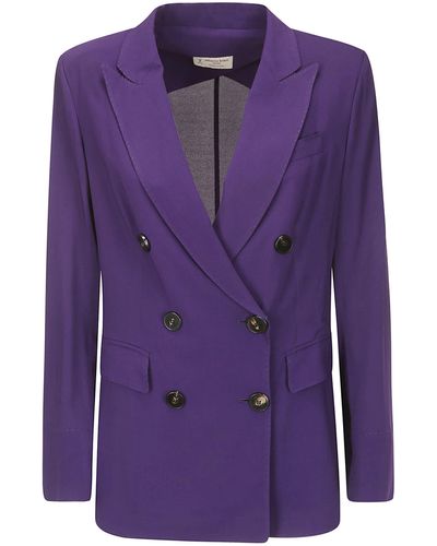 Alberto Biani Georgette Double-Breasted Jacket - Purple
