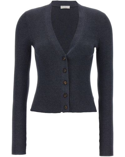 Brunello Cucinelli Lurex Cardigan - Blue