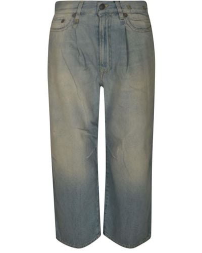 R13 Crop Wide Leg Jeans - Grey