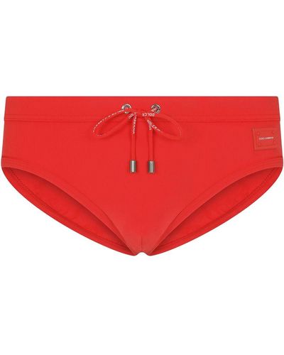 Dolce & Gabbana Red Swim Brief With Logo