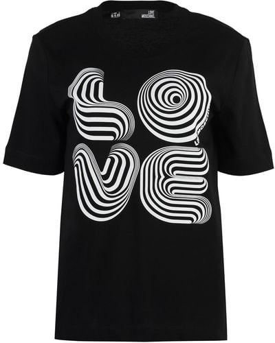 Love Moschino Printed Cotton T-shirt - Black