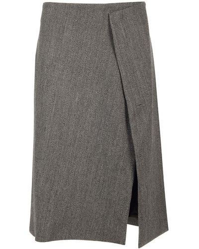 Ferragamo Wrap Midi Skirt - Gray