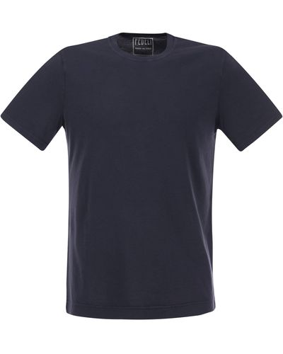 Fedeli Crew-Neck Cotton T-Shirt - Blue