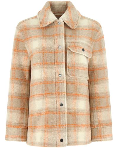 Woolrich Embroidered Wool Blend Oversize Jacket - Natural