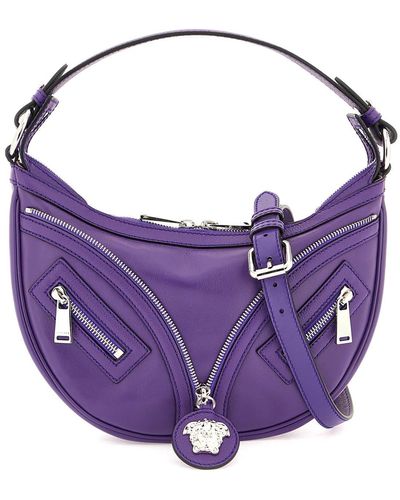 Versace Repeat Leather Shoulder Bag - Purple
