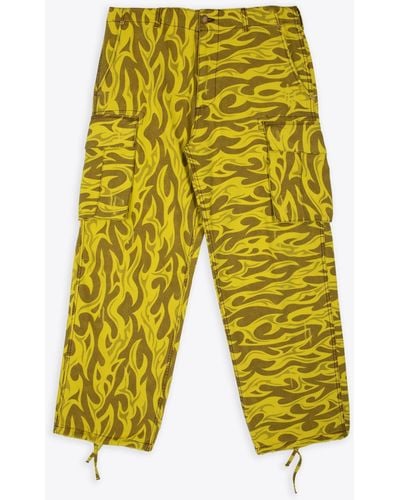 ERL Printed Cargo Trousers Woven Canvas Printed Cargo Pant - Yellow