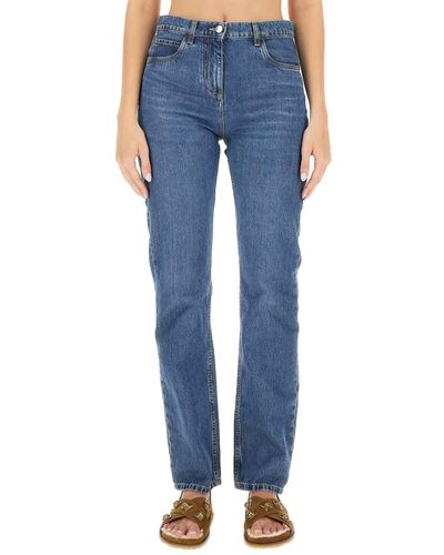 Etro Jeans With Logo Embroidery - Blue