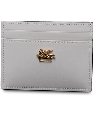 Etro Ivory Leather Cardholder - Grey