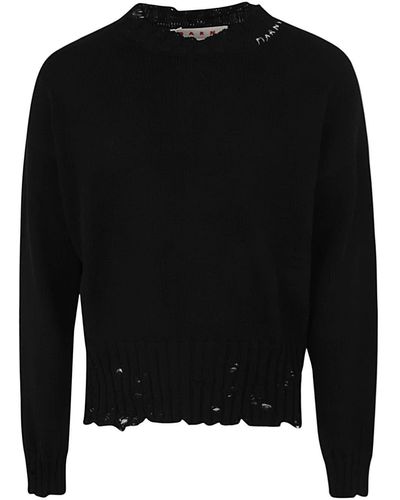 Marni Crew Neck Long Sleeves Sweater Clothing - Black