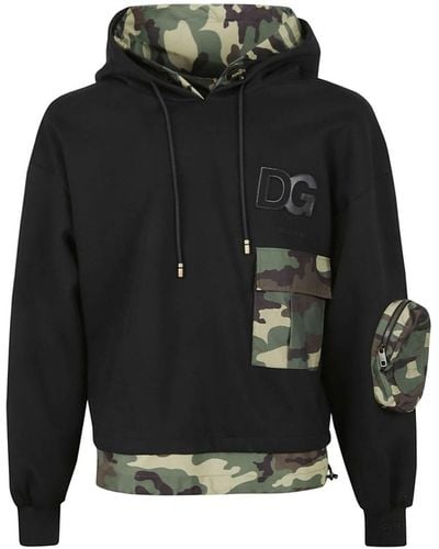 Dolce & Gabbana Camouflage-print Hooded Sweatshirt - Black
