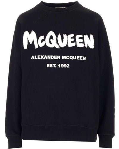Alexander McQueen Graffiti Printed Sweatshirt - Blue
