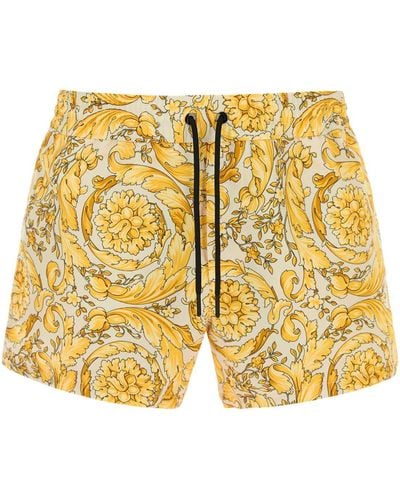 Versace Printed Polyester Swimming Shorts - Yellow