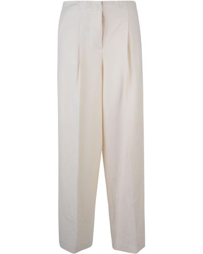 Peserico Concealed Straight Trousers - White