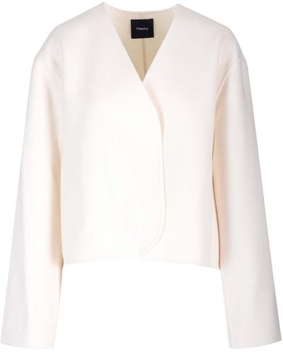 Theory Wool And Cashmere Crop Coat - White