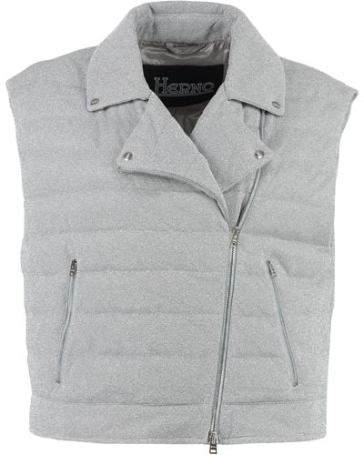 Herno Metallic Cropped Vest - Grey