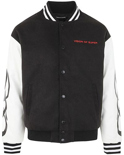 Vision Of Super Black University Jacket With Tiger Logo Print