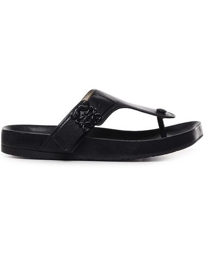 Loewe Comfort Anagram-buckle Leather Sandals - Black