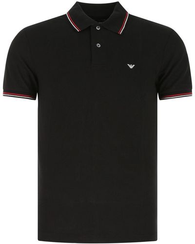 Emporio Armani Black Stretch Cotton Polo Shirt