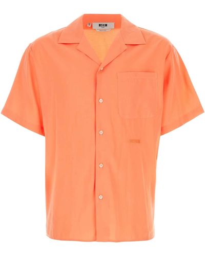 MSGM Peach Viscose Blend Shirt - Orange