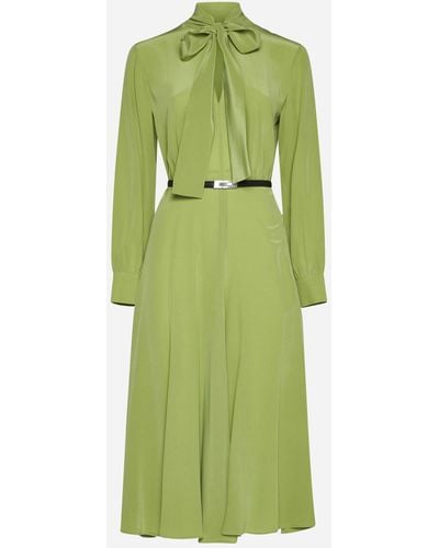 Max Mara Studio Revere Belted Silk Midi Dress - Green