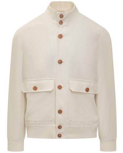 Brunello Cucinelli Cotton Buttoned Jacket - White