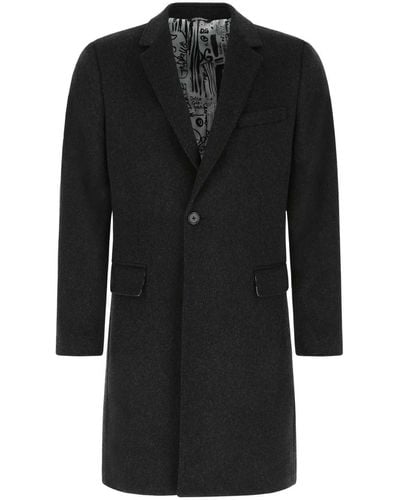 Dolce & Gabbana Slate Wool Blend Coat - Black