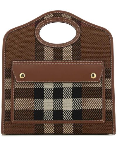 Burberry Fabric And Leather Mini Pocket Handbag - Brown