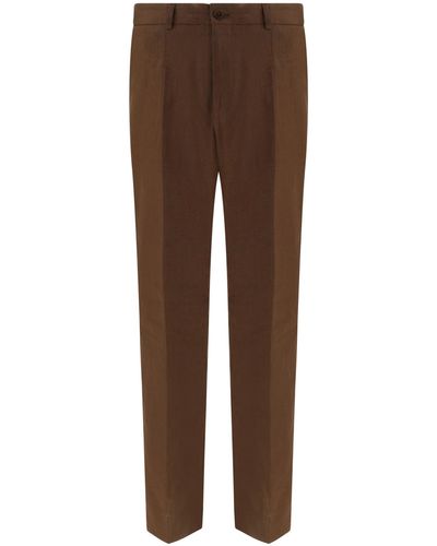 Dolce & Gabbana Linen Pants - Brown