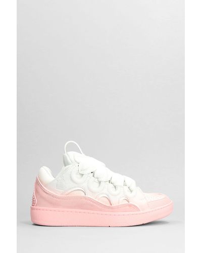 Lanvin Curb Chunky-sole Leather Mesh Low-top Sneakers - Pink