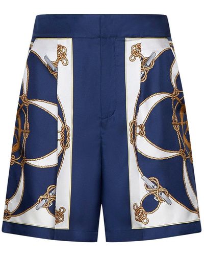 Bally Marine Print Silk Shorts - Blue