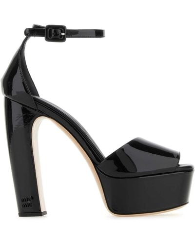 Miu Miu Leather Sandals - Black