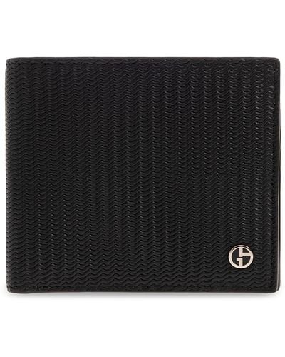 Giorgio Armani Leather Wallet With Logo - Black