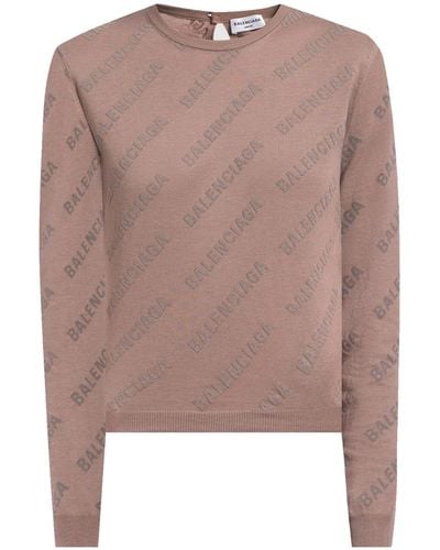 Balenciaga Knitted Pullover - Brown
